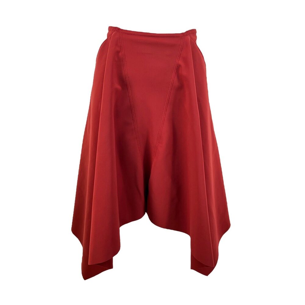 Maria Pinto M2057 Lagenlook Skirt XS Asymmetrical Hem Draped Scuba Red Pockets